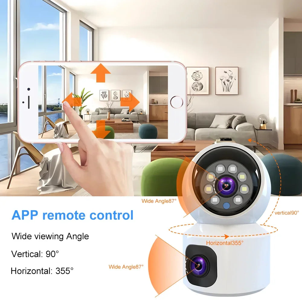 4K WiFi Dual Screen Smart Home Security Camera - Baby Monitor with Two-Way Audio & Color Night Vision