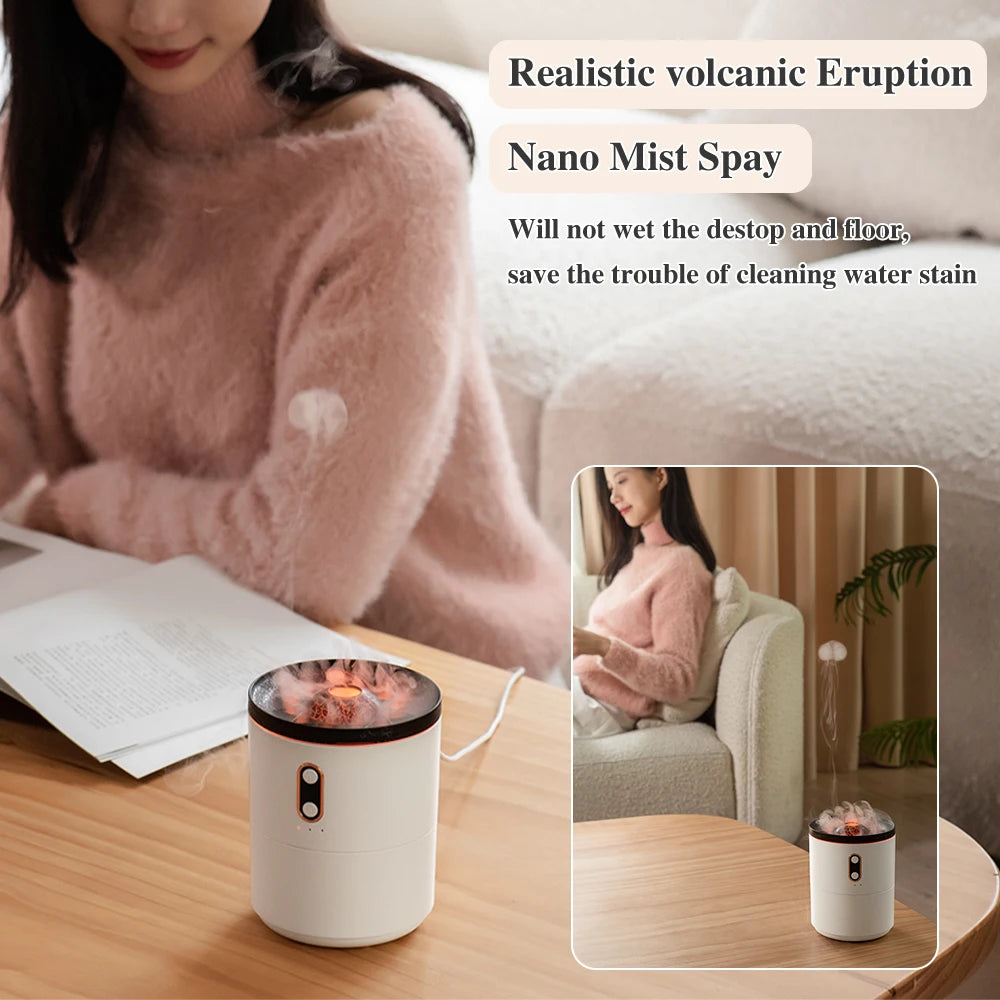 Volcano Flame Aroma Diffuser & Humidifier with Remote - Jellyfish Mist Maker for Home Fragrance