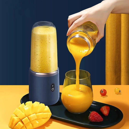 Compact USB Rechargeable Fruit Juicer - 300ml Smoothie Blender for Fresh Juices