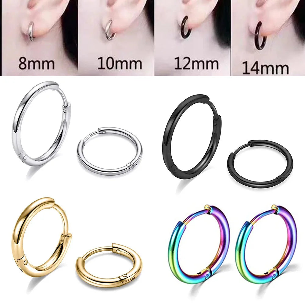 Trendy Stainless Steel Hoop Earrings - Unisex Cartilage Jewelry