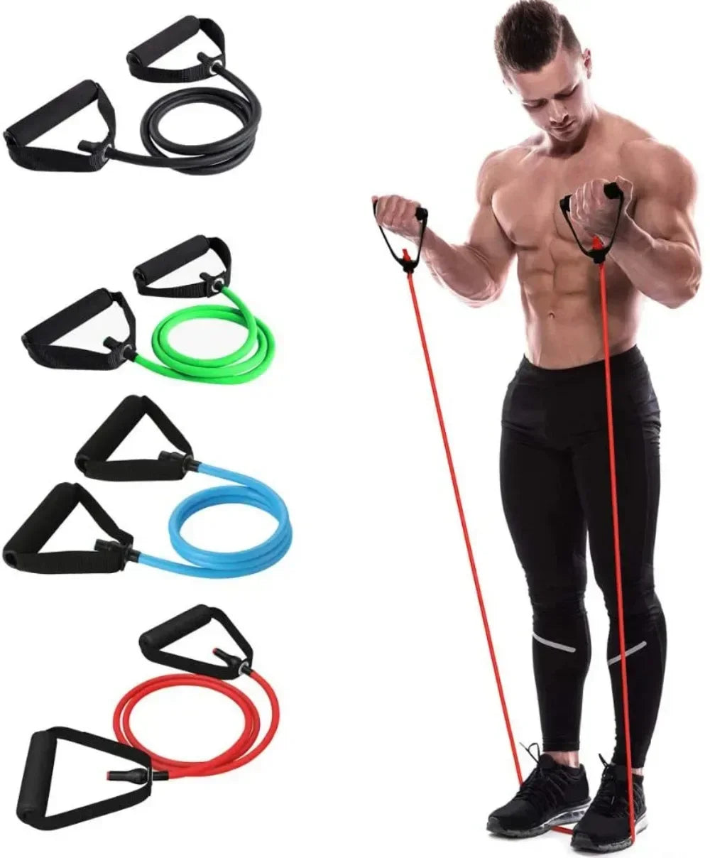 3-Level Resistance Yoga Bands with Handles - Elastic Fitness Tubes for Home Gym & Muscle Training