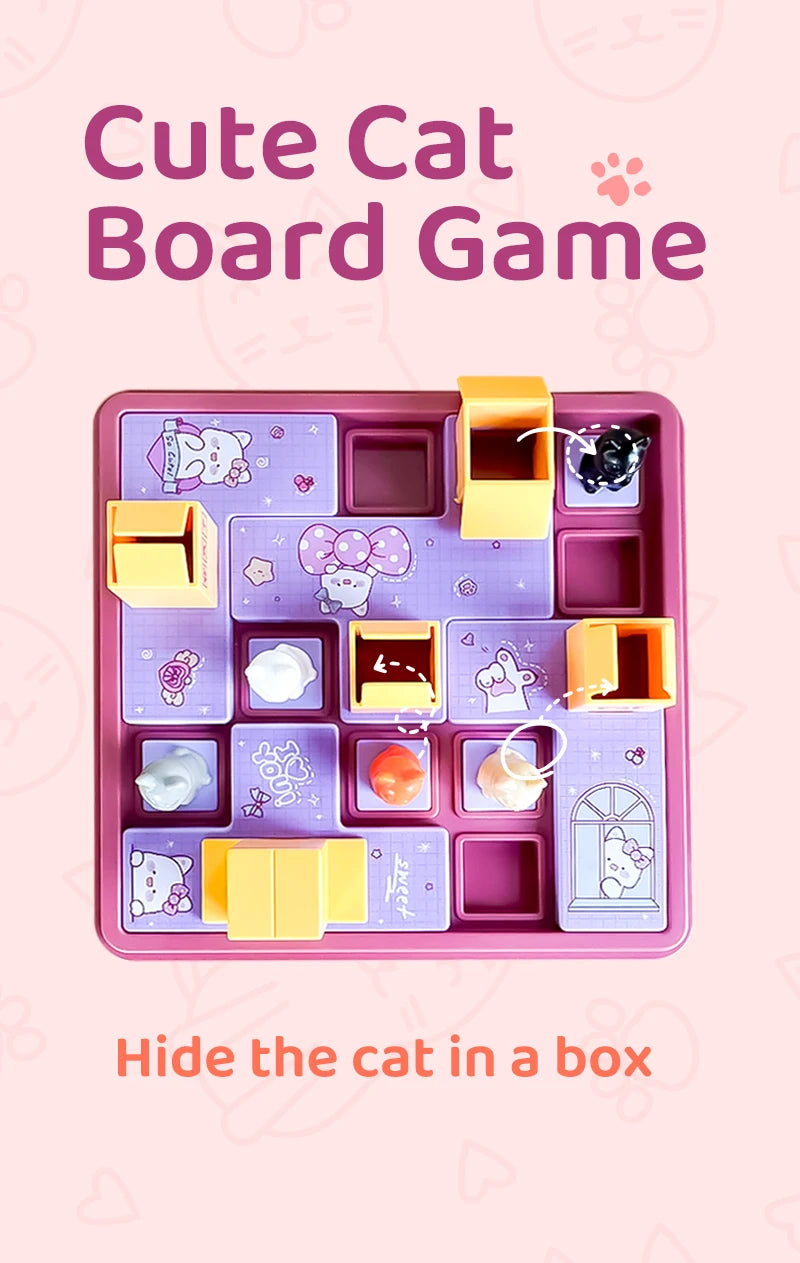 Montessori Cat Puzzle Board Game - Fun Learning for Kids 6-10