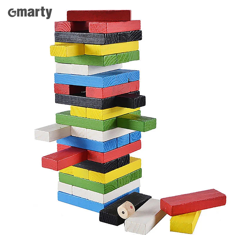 Solid Wood Stacking Puzzle Tower - Fun Parent-Child Interactive Game