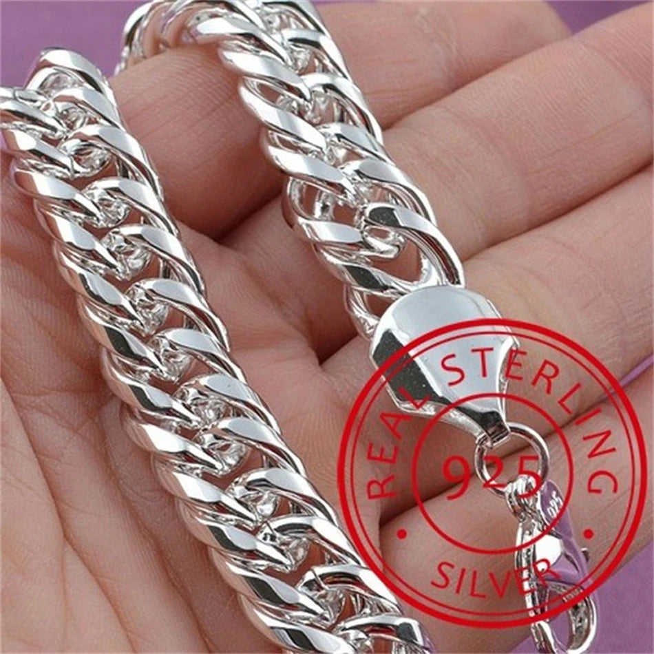 Elegant 925 Sterling Silver Square Chain Bracelet - Unisex Charm for Parties, Gifts, Weddings & Fashion