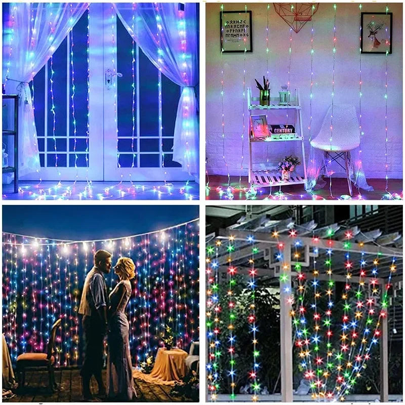 Enchanting 3M LED Curtain Lights - 8-Mode USB Fairy Garland for Home, Garden, Holidays & Weddings