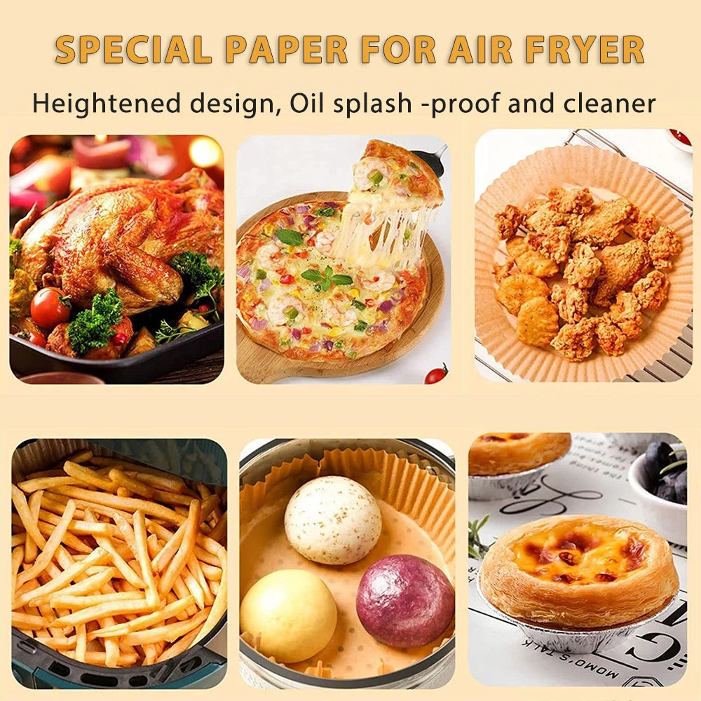 Non-Stick Airfryer Baking Papers - 100/50Pcs Disposable Sheets