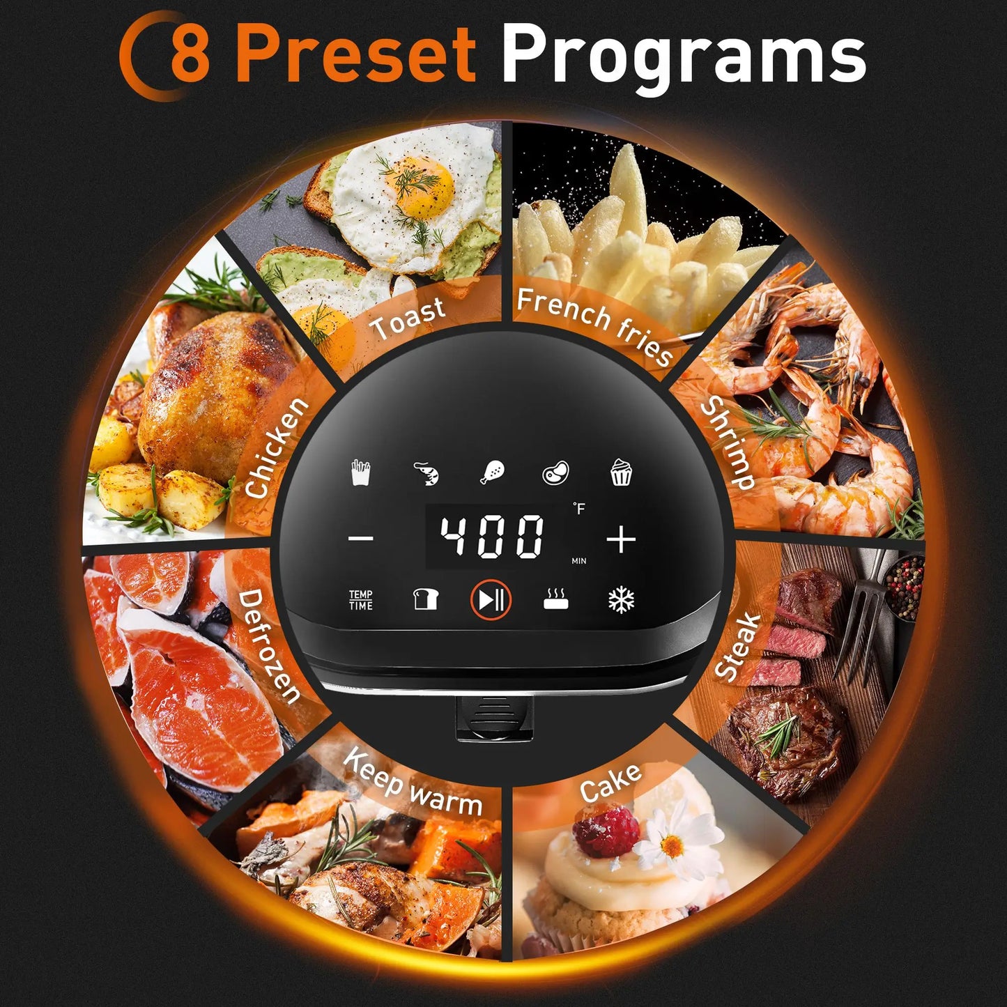 JOYOUNG 4.5L Digital Air Fryer - LED Touch, 8 Smart Programs, Oil-Free Cooking