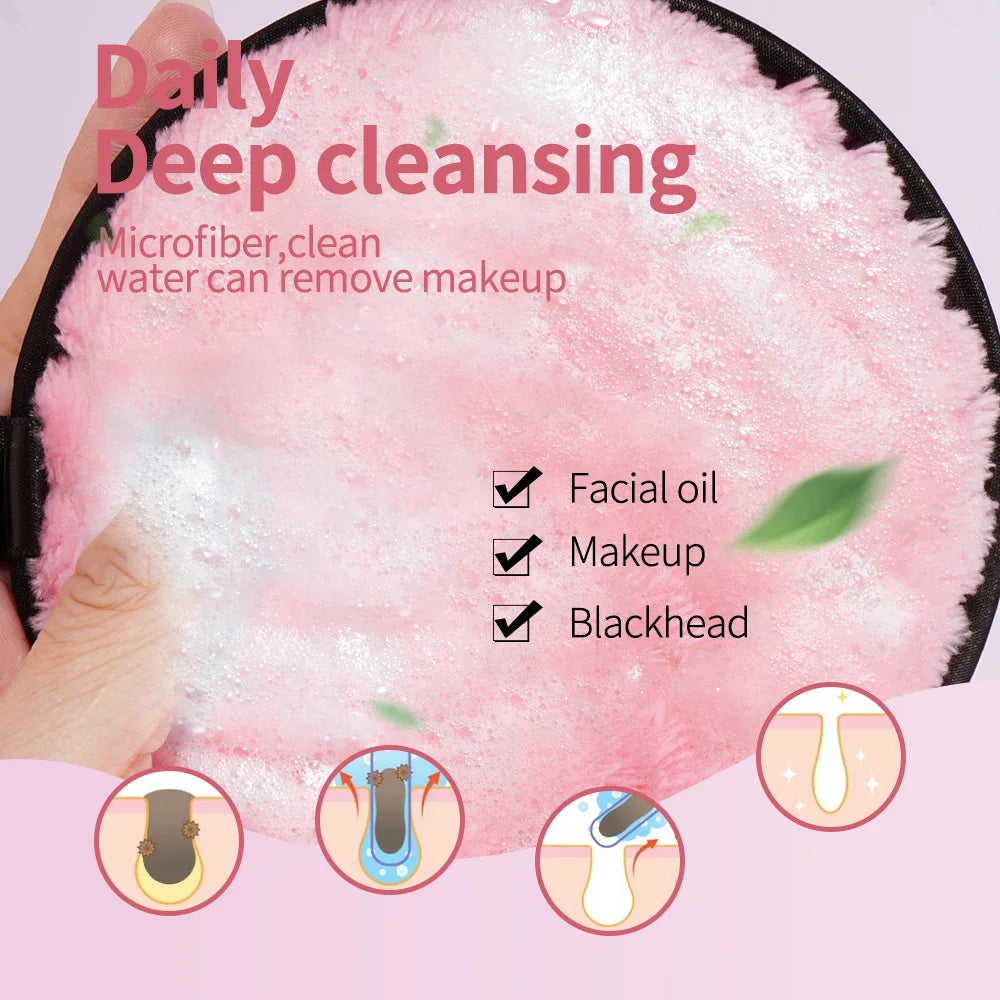 Eco-Friendly Pink Makeup Removal Puff - Soft, Chemical-Free Cleansing Pad for All Skin Types