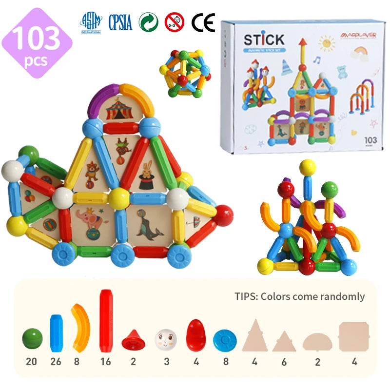 Magplayer Magnetic Building Blocks - STEM Puzzle Toy for Kids