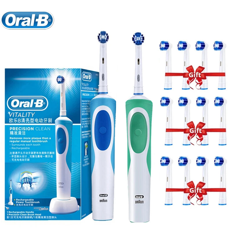 Oral B Electric Toothbrush - 3D Whitening, Rotating Clean, Rechargeable with Bonus Brush Heads