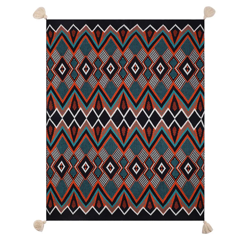 Boho Aztec Geometric Blanket - Ethnic Sofa Cover & Tapestry Decor