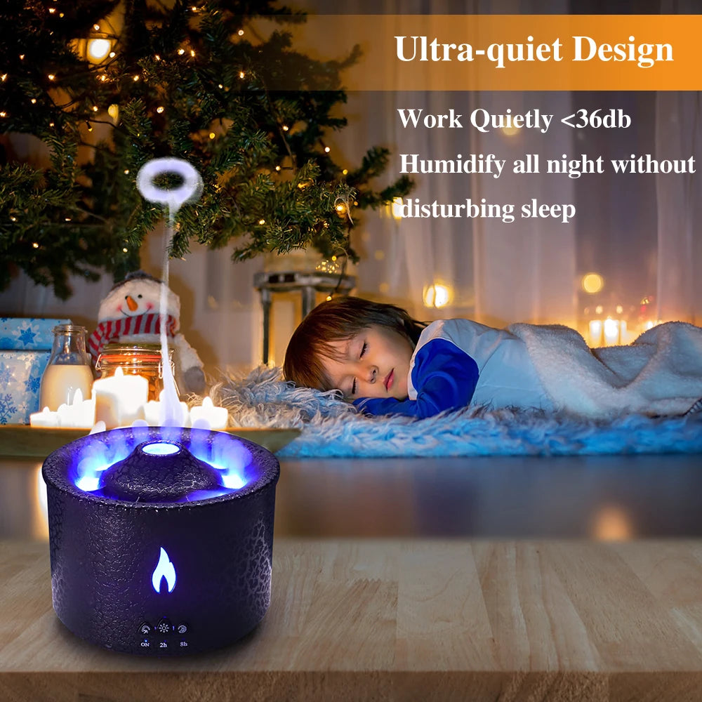 Volcano Flame Aroma Diffuser & Humidifier with Remote - Jellyfish Mist Maker for Home Fragrance