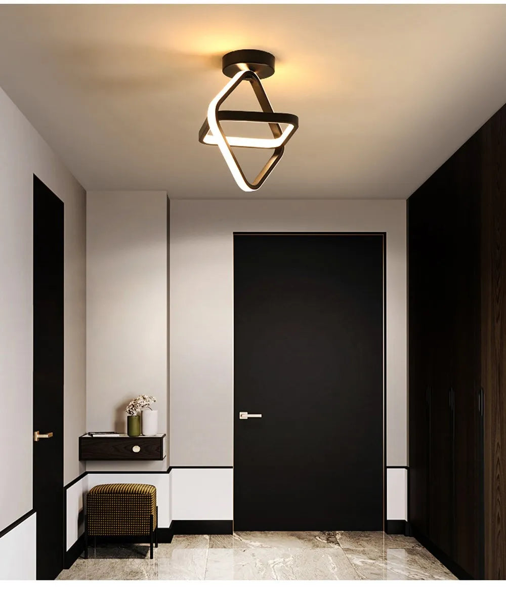 Chic Dual-Ring LED Ceiling Light - Modern, Creative Design for Hallway, Balcony, Office