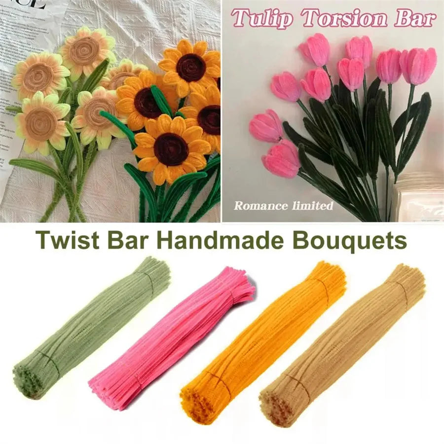 100 Plush Twisting Sticks - Fun & Fuzzy Craft Essentials