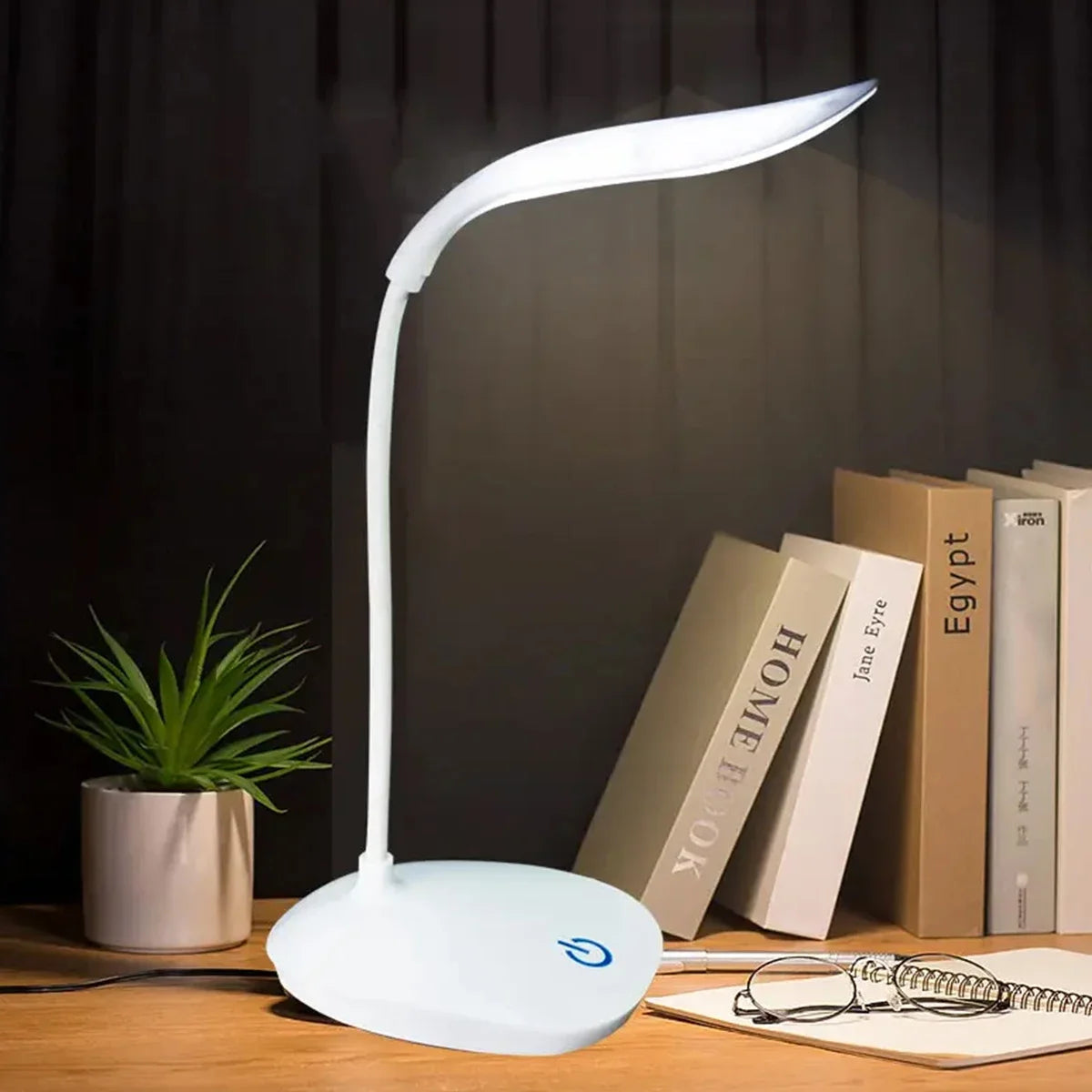 Portable LED Desk Lamp - USB Rechargeable, Touch Dimming, Eye-Friendly Light for Office & Study