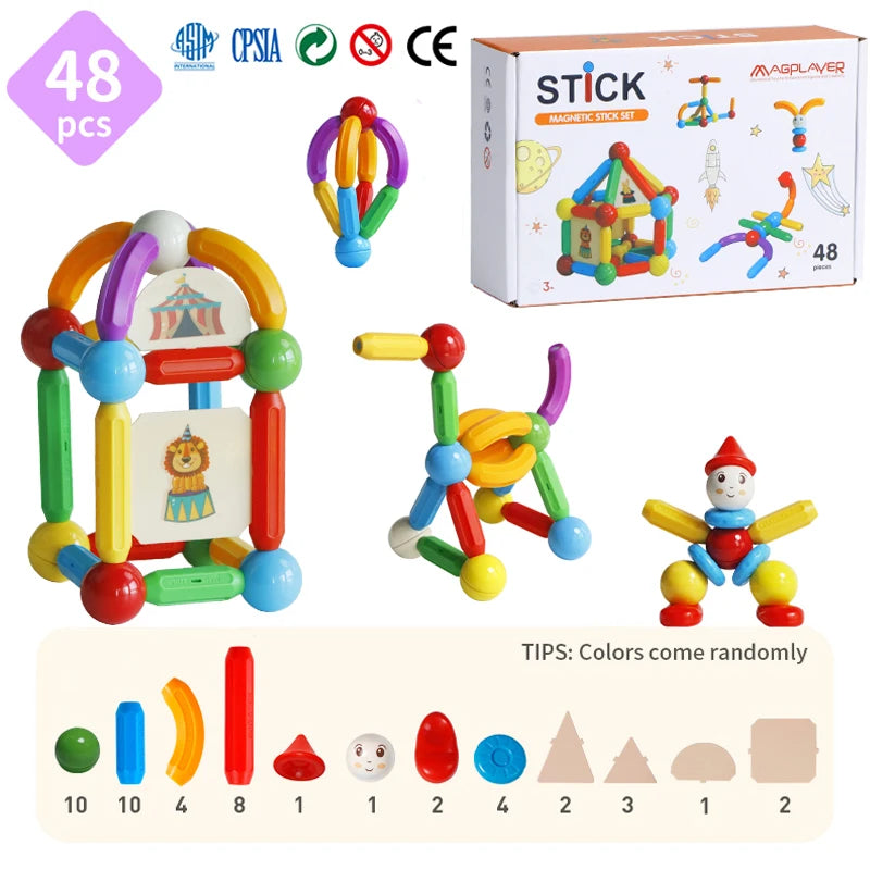 Magplayer Magnetic Building Blocks - STEM Puzzle Toy for Kids