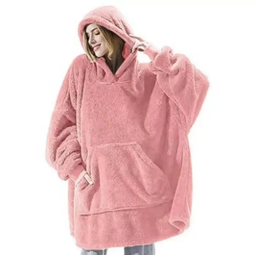 Cozy MIDSUM Oversized Winter Hoodie Blanket for Women - Warm Fleece with Sleeves & Large Pocket