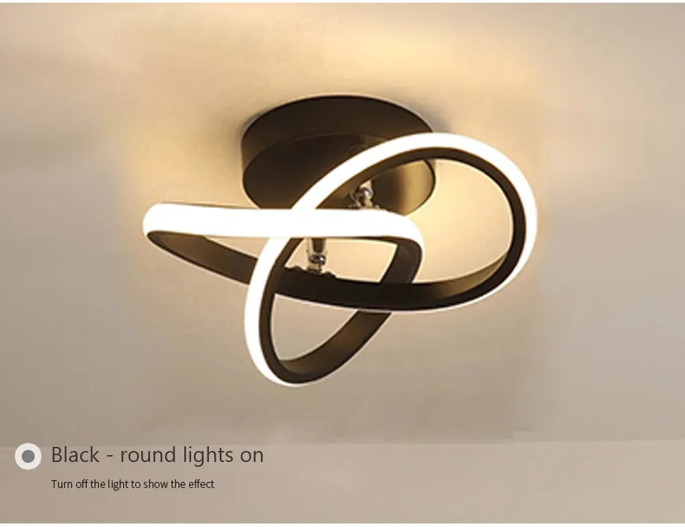 Chic Dual-Ring LED Ceiling Light - Modern, Creative Design for Hallway, Balcony, Office