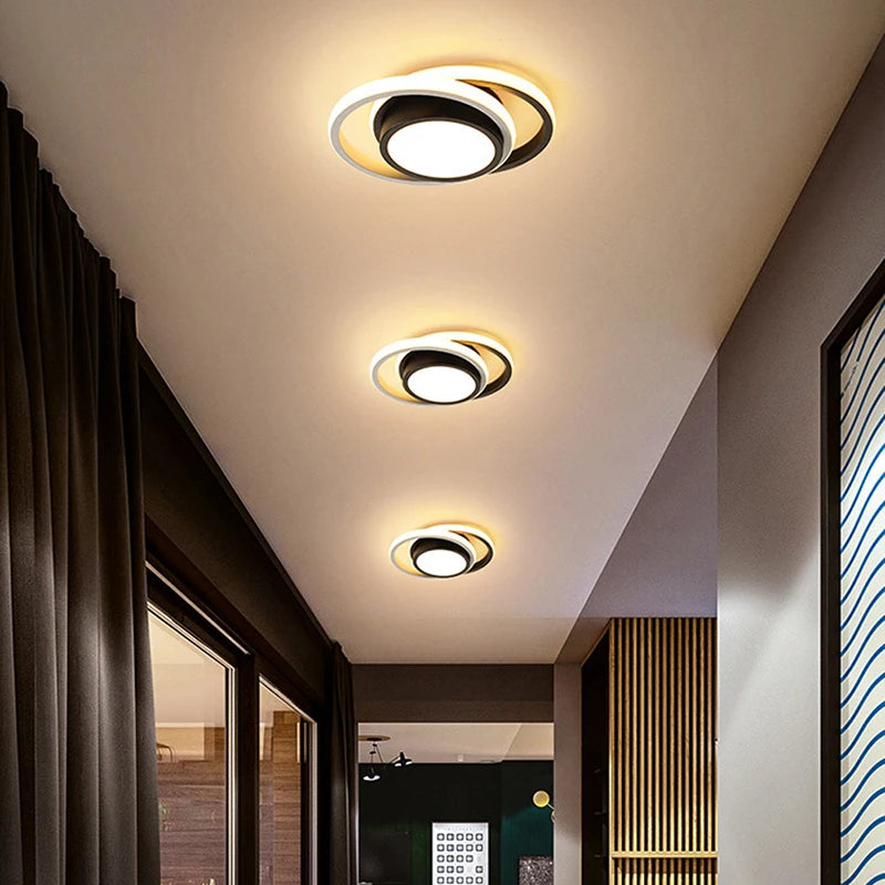 Chic Dual-Ring LED Ceiling Light - Modern, Creative Design for Hallway, Balcony, Office