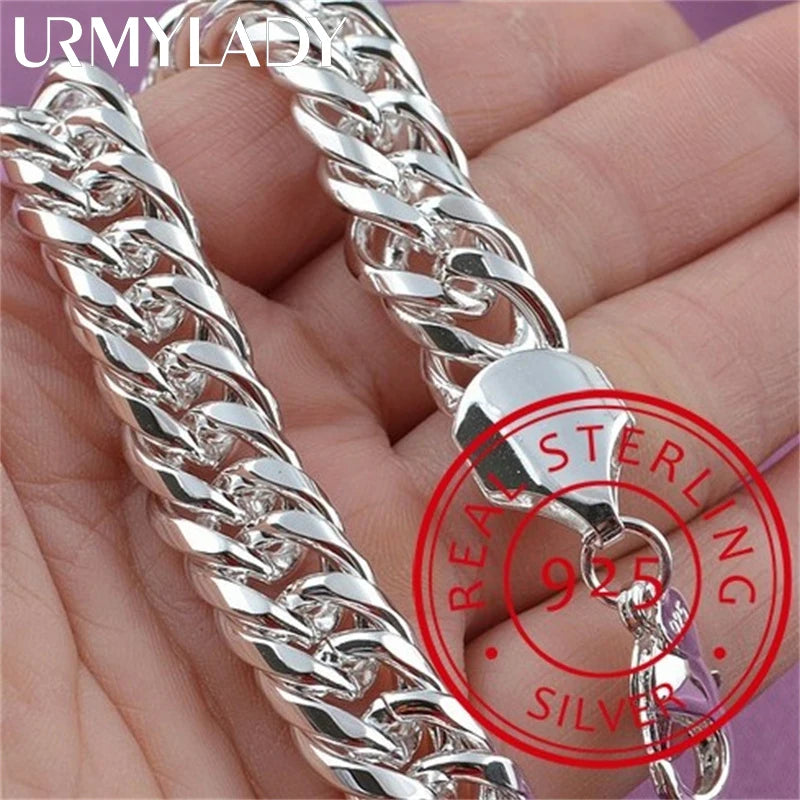 Elegant 925 Sterling Silver Square Chain Bracelet - Unisex Charm for Parties, Gifts, Weddings & Fashion