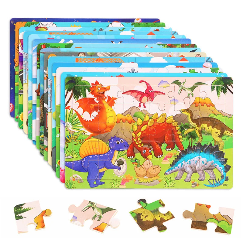 Affordable 30-Piece Montessori 3D Animal Puzzle - Fun Educational Wooden Jigsaw for Kids