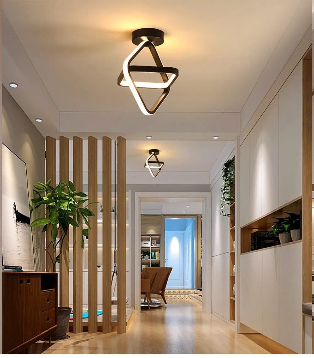 Chic Dual-Ring LED Ceiling Light - Modern, Creative Design for Hallway, Balcony, Office