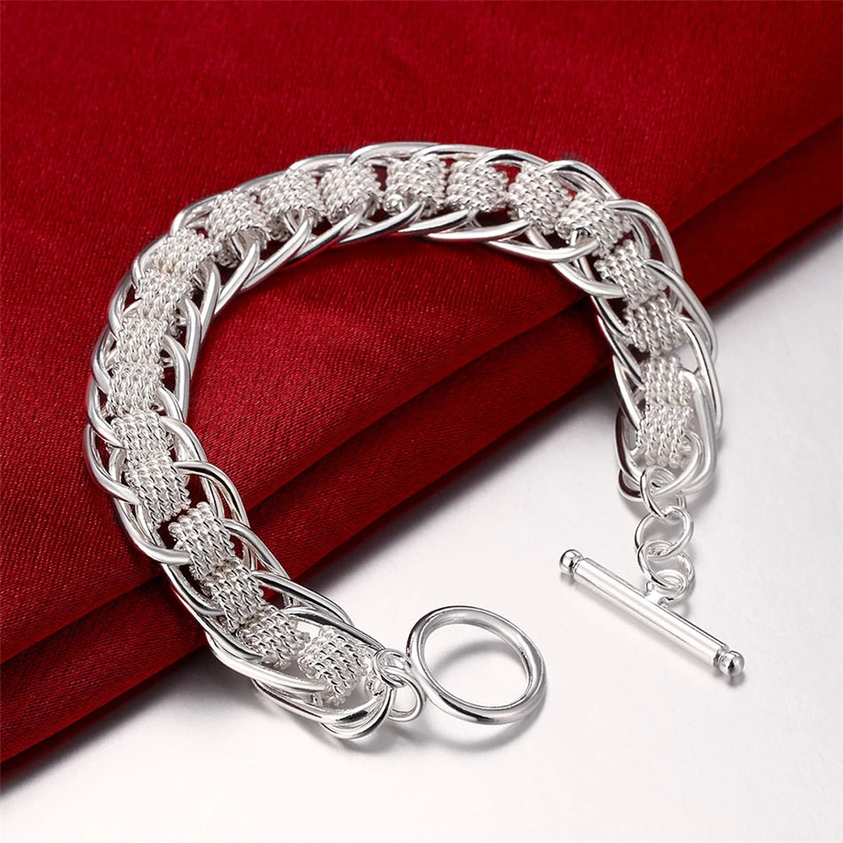 Elegant 925 Sterling Silver Square Chain Bracelet - Unisex Charm for Parties, Gifts, Weddings & Fashion