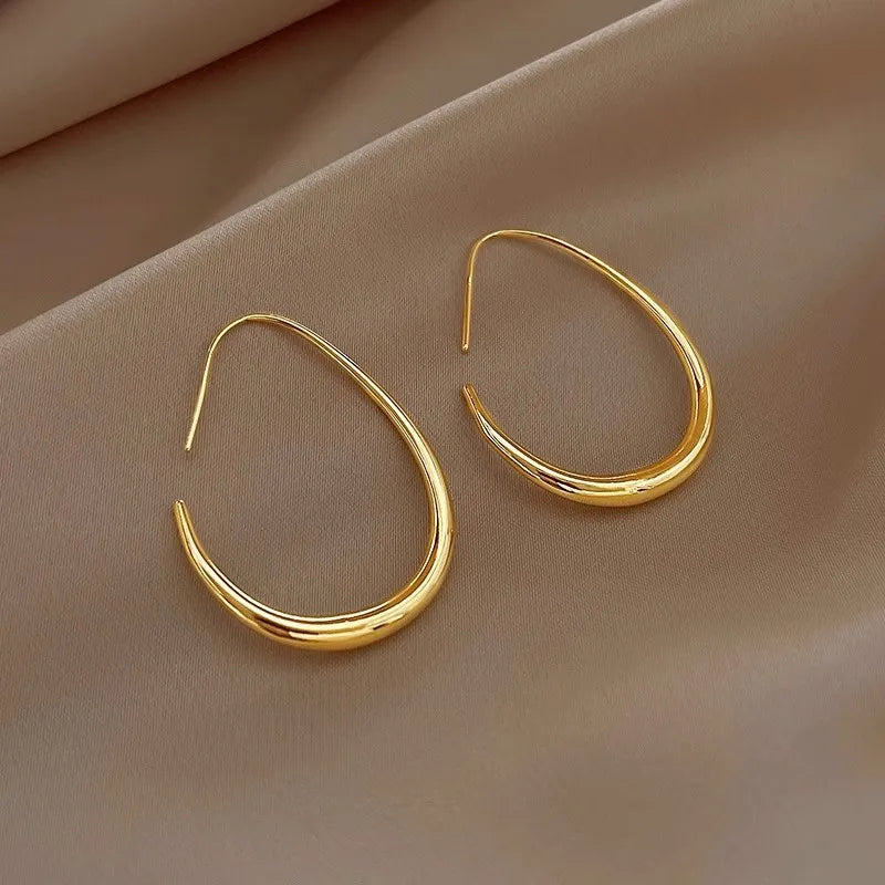 925 Silver Geometric Oval Hoop Earrings - Chic & Simple Party Jewelry for Women