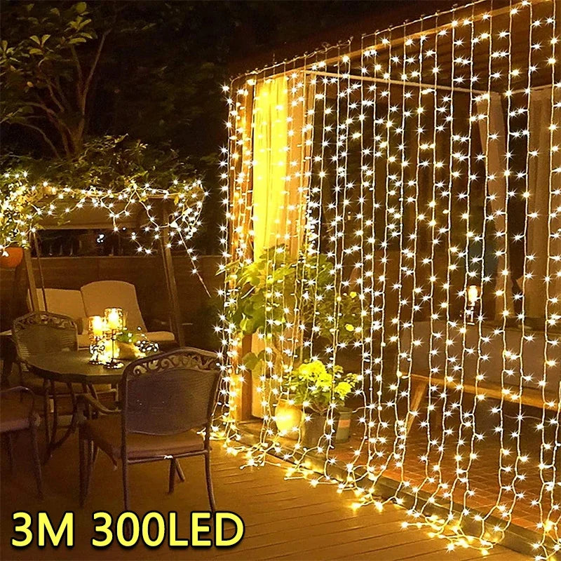 Enchanting 3M LED Curtain Lights - 8-Mode USB Fairy Garland for Home, Garden, Holidays & Weddings