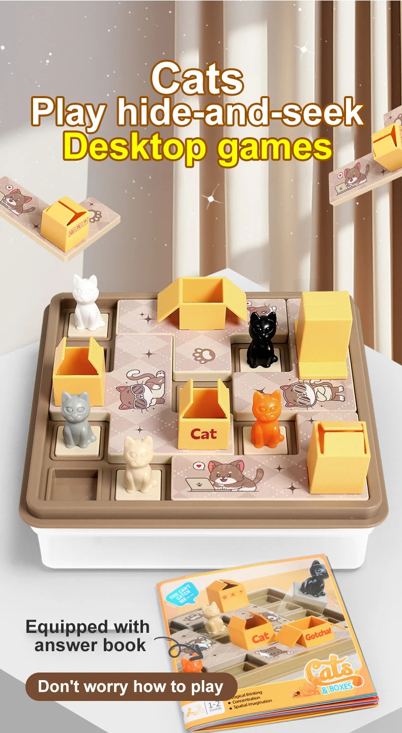 Montessori Cat Puzzle Board Game - Fun Learning for Kids 6-10