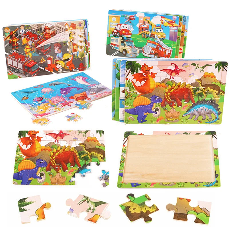 Affordable 30-Piece Montessori 3D Animal Puzzle - Fun Educational Wooden Jigsaw for Kids