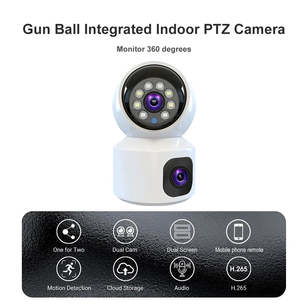 4K WiFi Dual Screen Smart Home Security Camera - Baby Monitor with Two-Way Audio & Color Night Vision