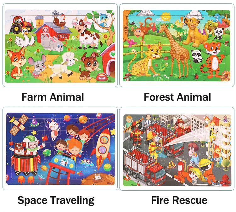 Affordable 30-Piece Montessori 3D Animal Puzzle - Fun Educational Wooden Jigsaw for Kids