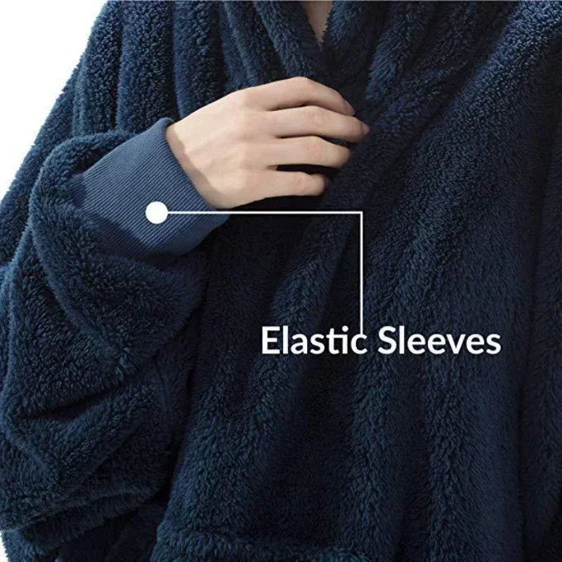 Cozy MIDSUM Oversized Winter Hoodie Blanket for Women - Warm Fleece with Sleeves & Large Pocket