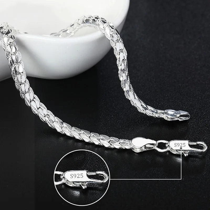 Elegant 925 Sterling Silver Square Chain Bracelet - Unisex Charm for Parties, Gifts, Weddings & Fashion