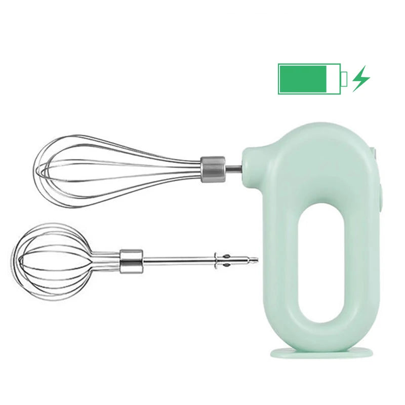 Portable USB Electric Blender & Mixer - Rechargeable, Handheld, 2 Mixing Heads for Whisking & Stirring