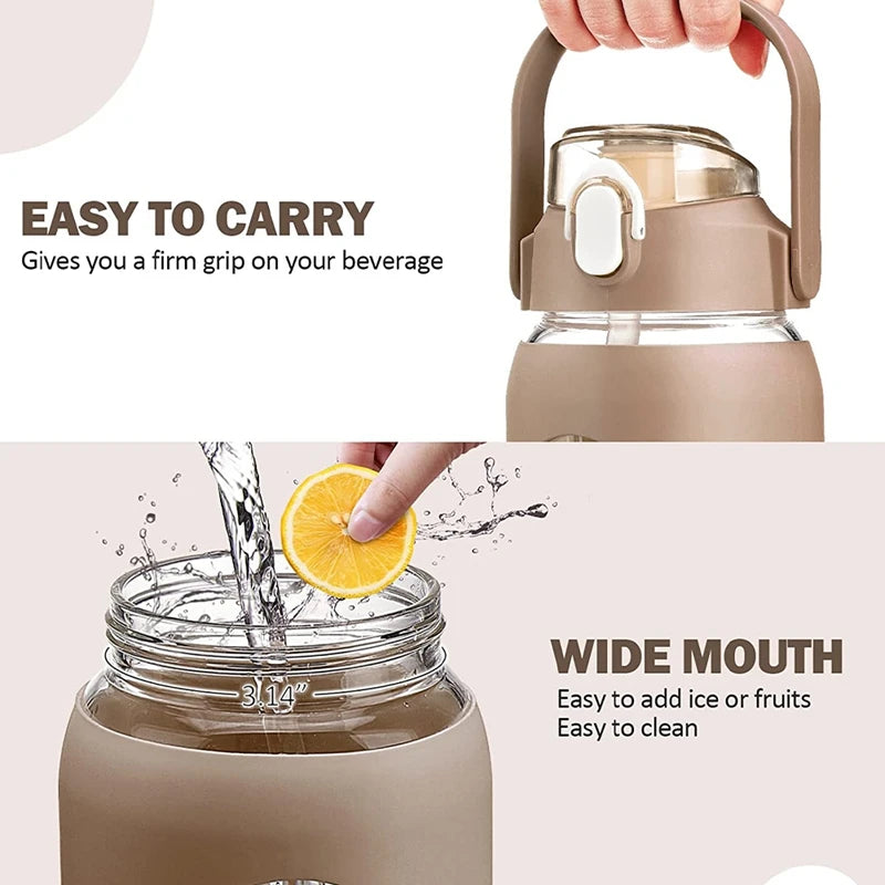 Eco-Friendly 1000ML Glass Water Bottle with Straw