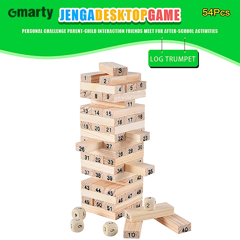 Solid Wood Stacking Puzzle Tower - Fun Parent-Child Interactive Game