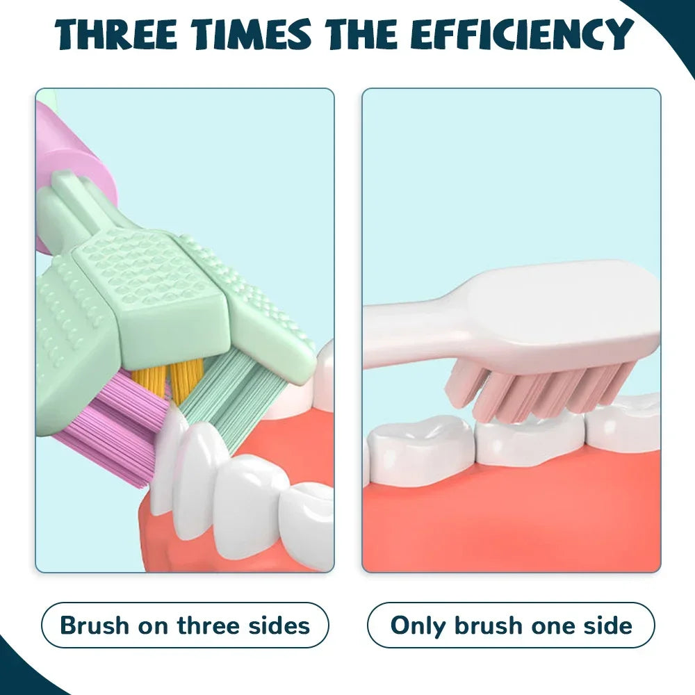 Triple-Sided Ultra Soft Bristle Toothbrush for Adults - Gentle Oral Care & Safety