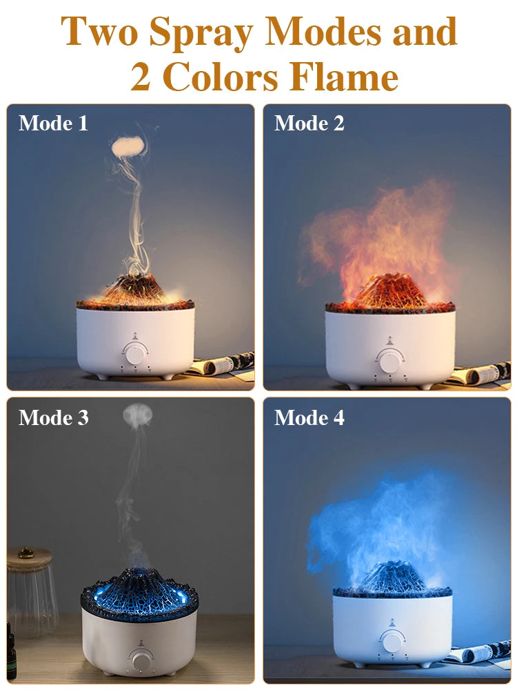 Volcano Flame Aroma Diffuser & Humidifier with Remote - Jellyfish Mist Maker for Home Fragrance