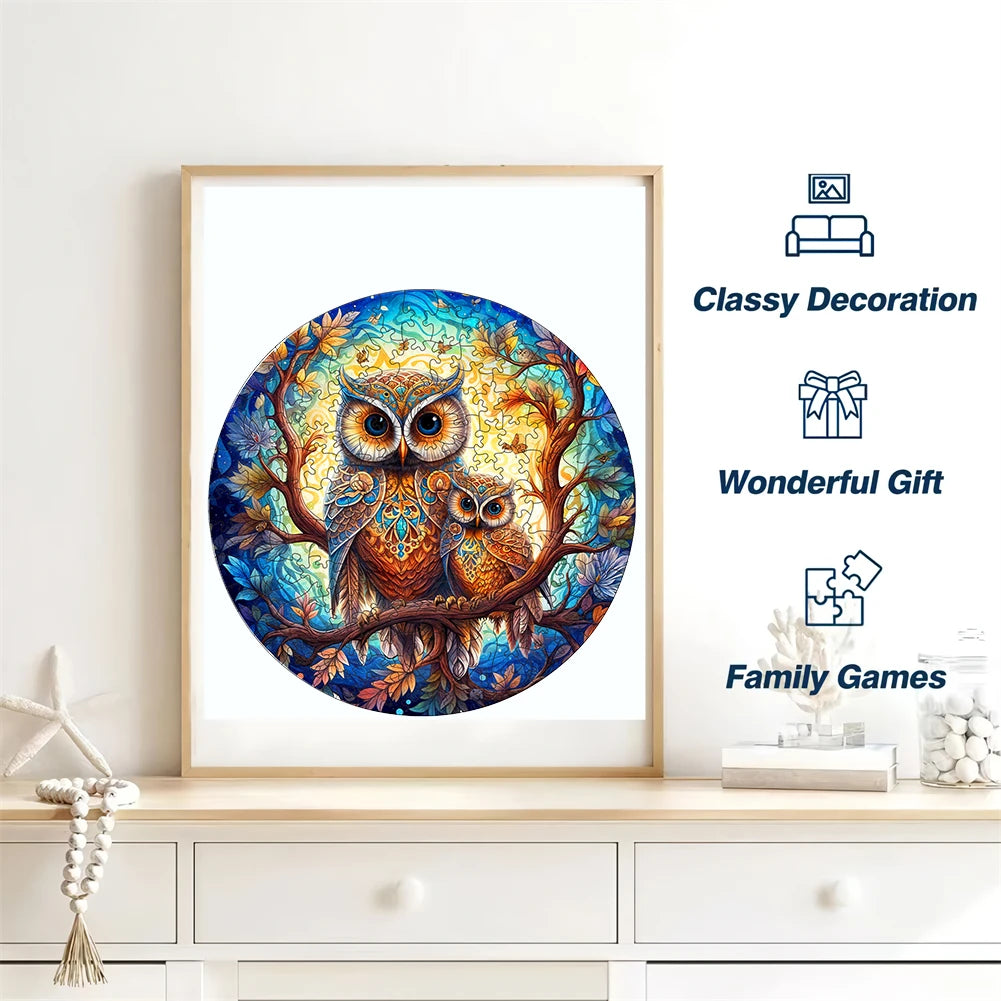 Charming Wooden Owl Jigsaw Puzzle - Fun Brain Teaser for All Ages! Perfect Birthday Gift & Family Game