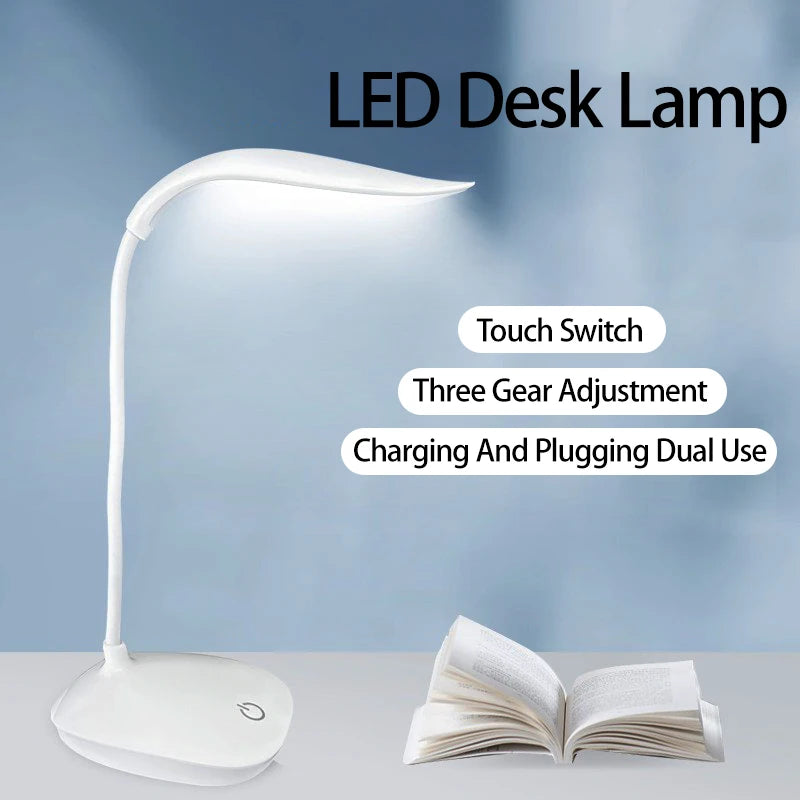 Portable LED Desk Lamp - USB Rechargeable, Touch Dimming, Eye-Friendly Light for Office & Study