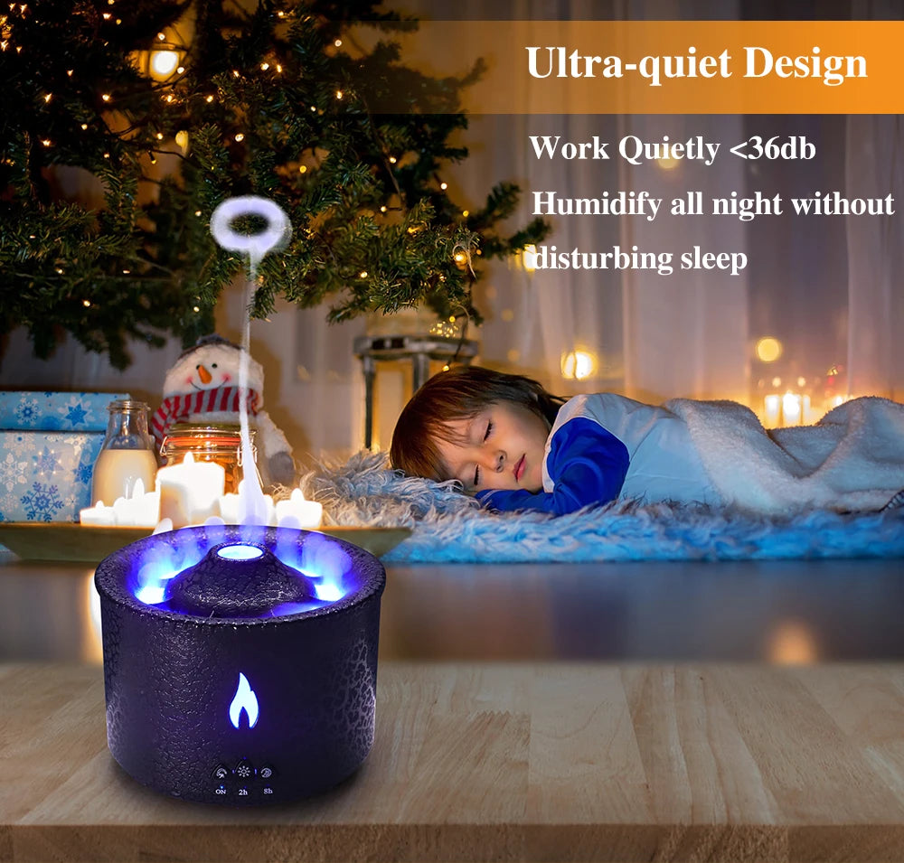 Volcano Flame Aroma Diffuser & Humidifier with Remote - Jellyfish Mist Maker for Home Fragrance