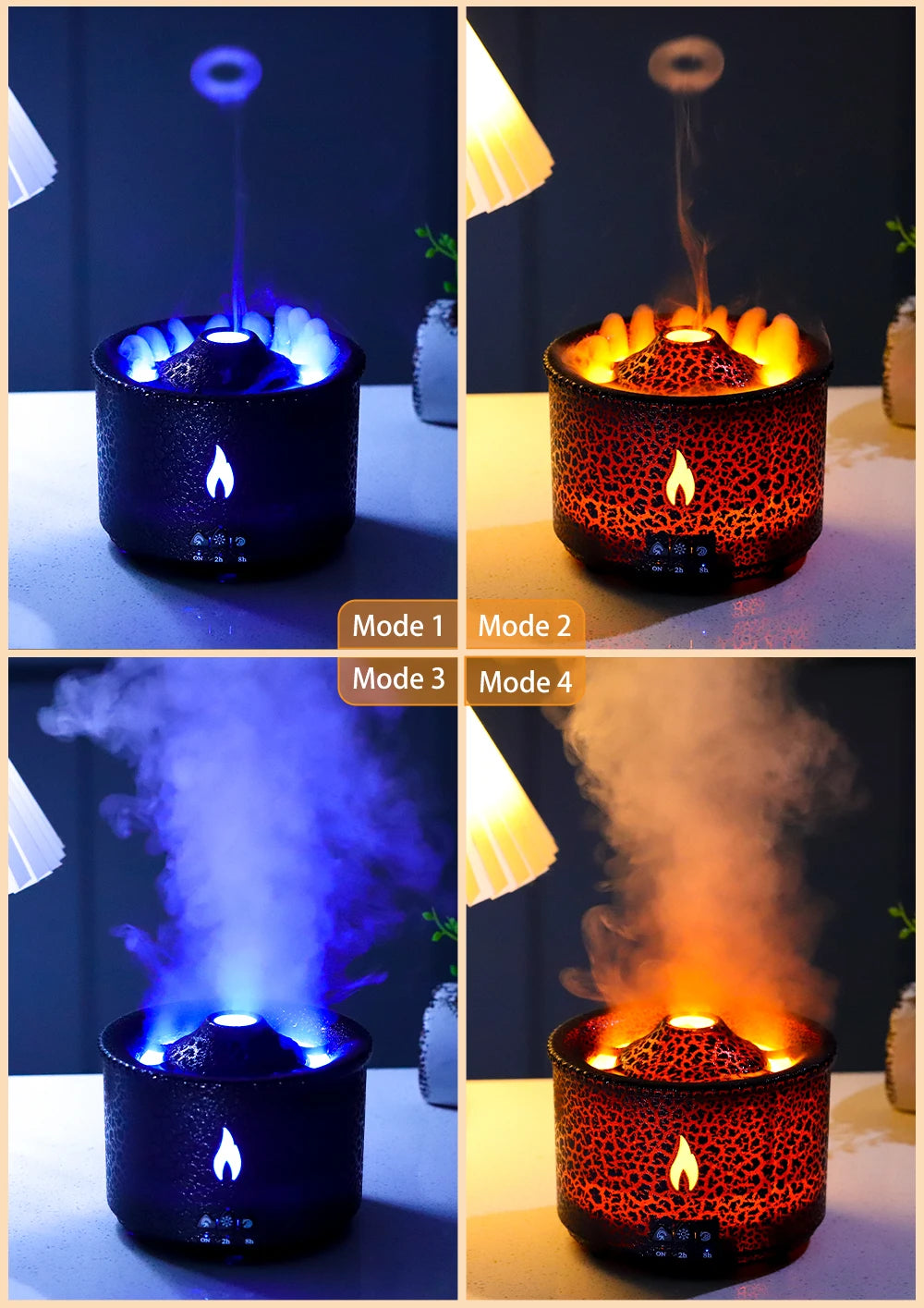 Volcano Flame Aroma Diffuser & Humidifier with Remote - Jellyfish Mist Maker for Home Fragrance