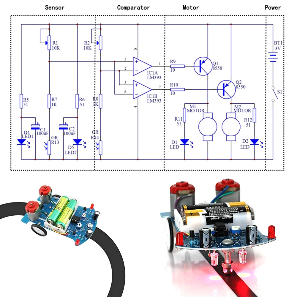 DIY Smart Car Electronics Kit - Line Following Robot for STEM Students