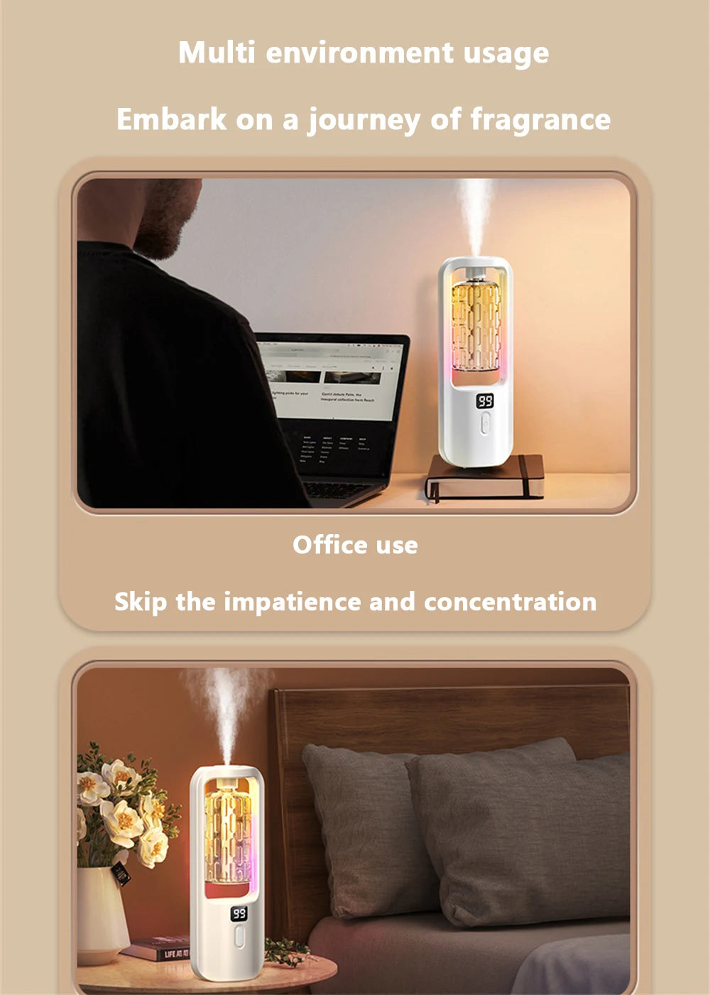 5gear Aroma Diffuser: Essential Oil Air Freshener with Colorful Lights for Home & Office