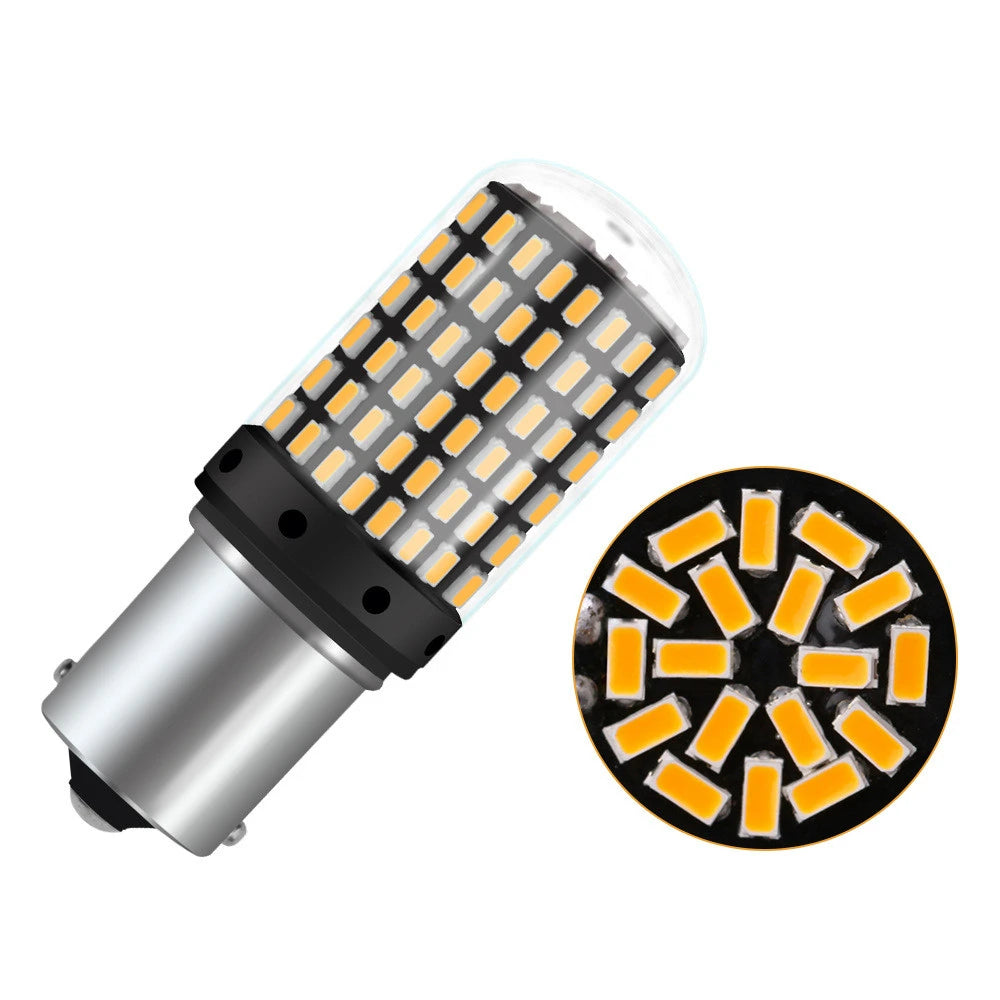 2-Pack LED Flashing Car Signal Lights - Canbus PY21W, P21W, BAU15S, 1156, BA15S, T20, 3157, 1157 Bulbs - 144SMD