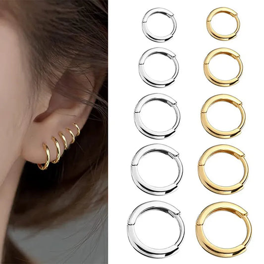 Trendy Stainless Steel Hoop Earrings - Unisex Cartilage Jewelry