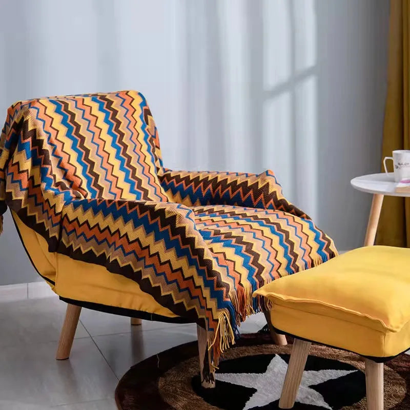 Boho Aztec Geometric Blanket - Ethnic Sofa Cover & Tapestry Decor