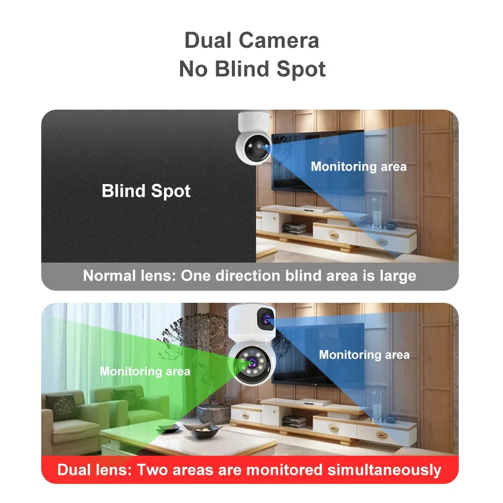 4K WiFi Dual Screen Smart Home Security Camera - Baby Monitor with Two-Way Audio & Color Night Vision